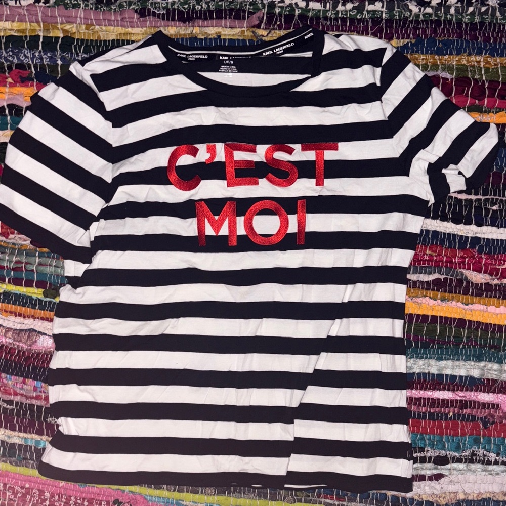 Striped Tee - Black, White, and Red